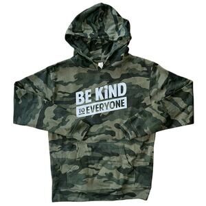 Independent Trading Co "Be Kind to Everyone" Green Camo Hoodie Boys Large